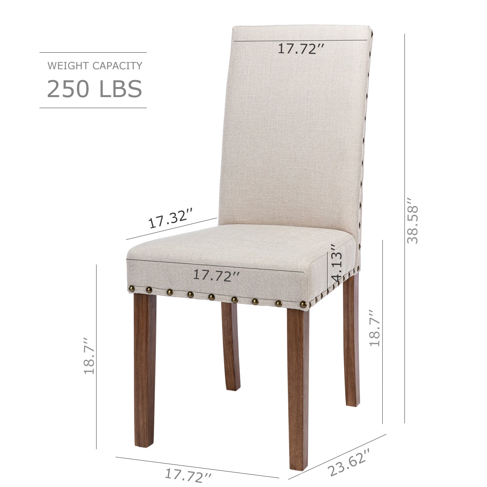 Beige Linen Solid Wood Parson Chair Set of 6 H5913