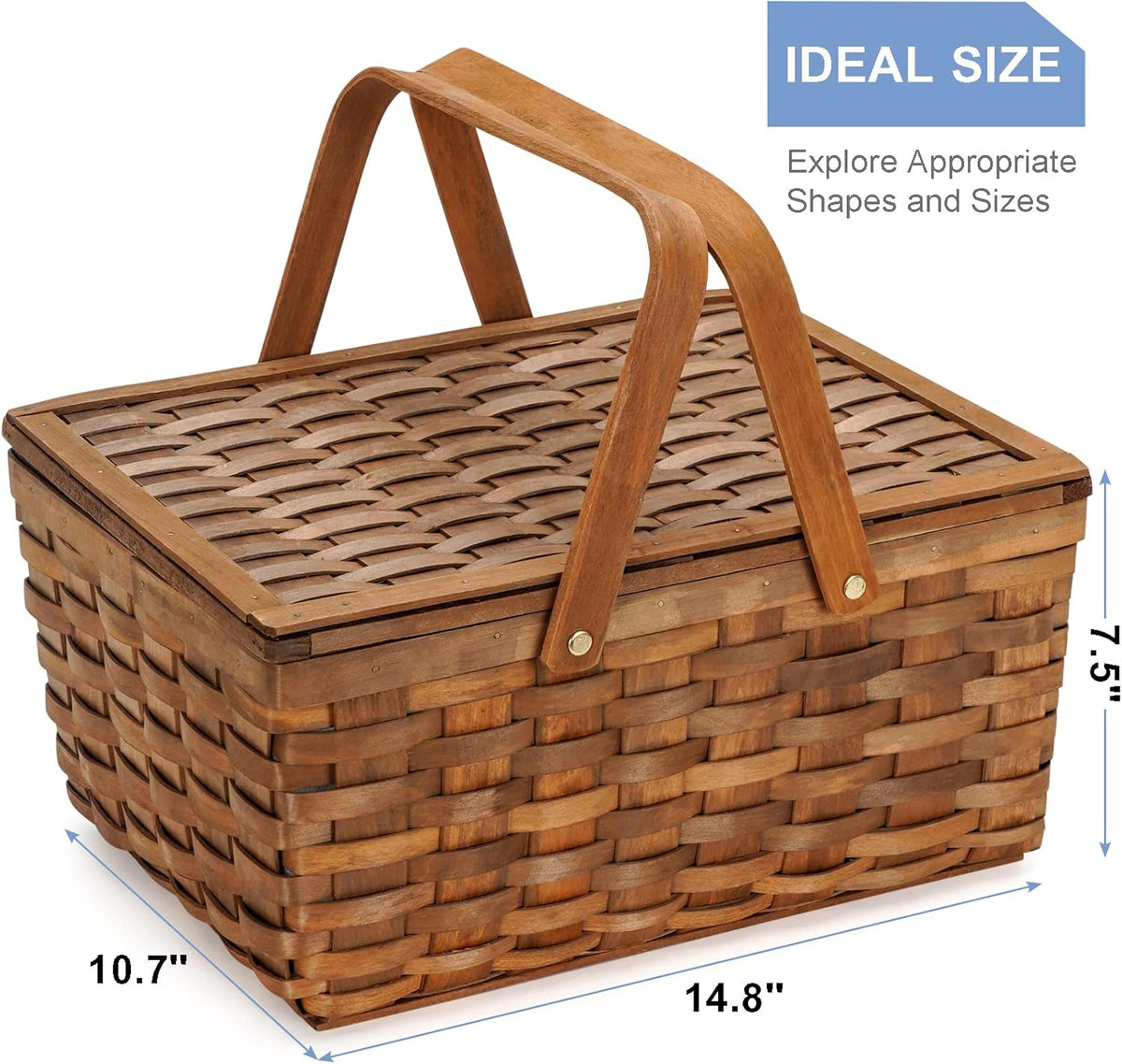 Picnic Basket Set with Insulated Cooler, Woven Basket with Double Folding Handles O81512