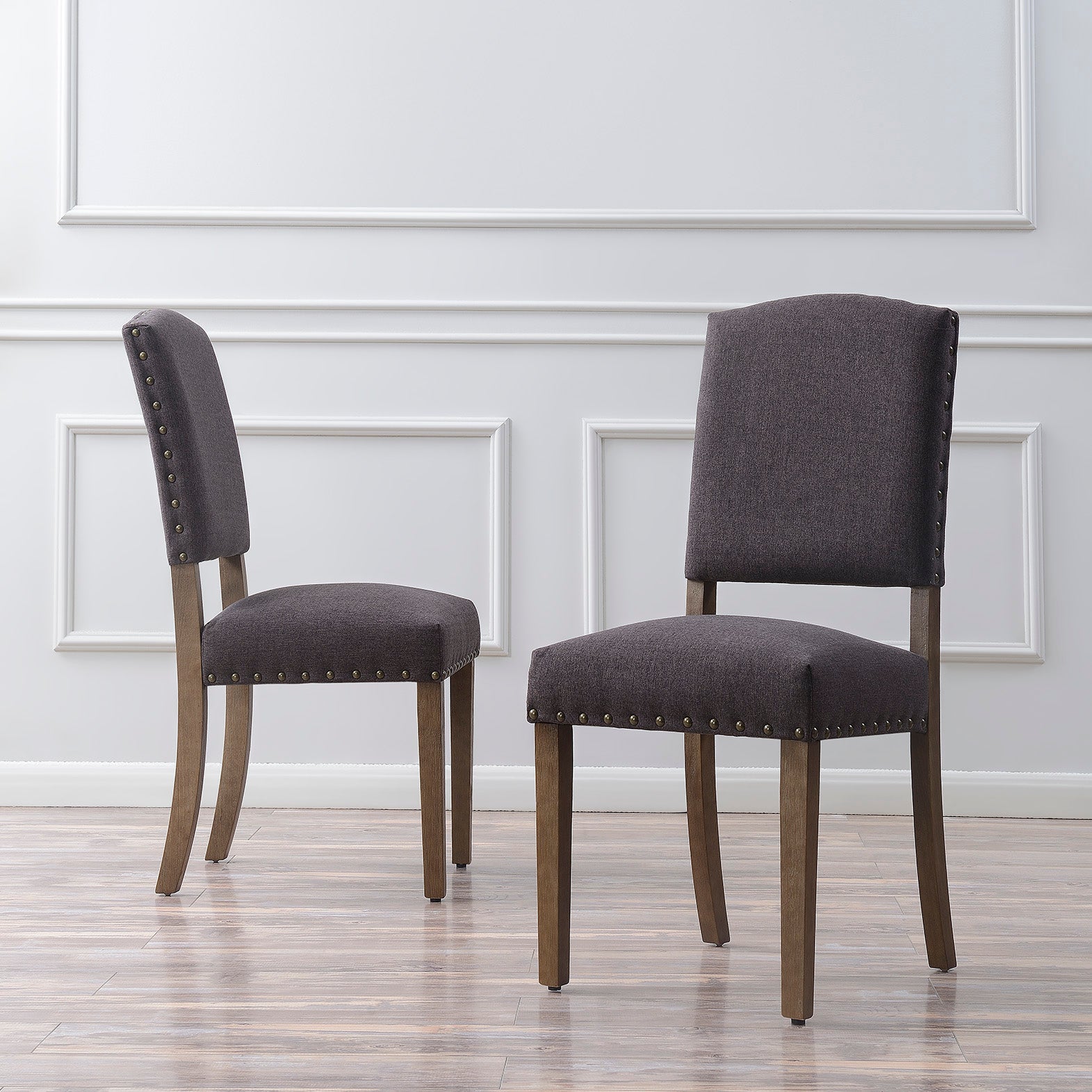 Set of 4 Upholstered Parson Dining Chairs with High Back & Nailhead Trim E21083