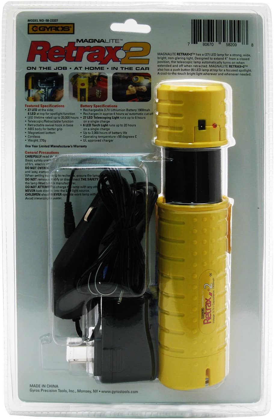 Rechargeable Handheld Work Light with Magnetic Base and Hanging Hook R532733