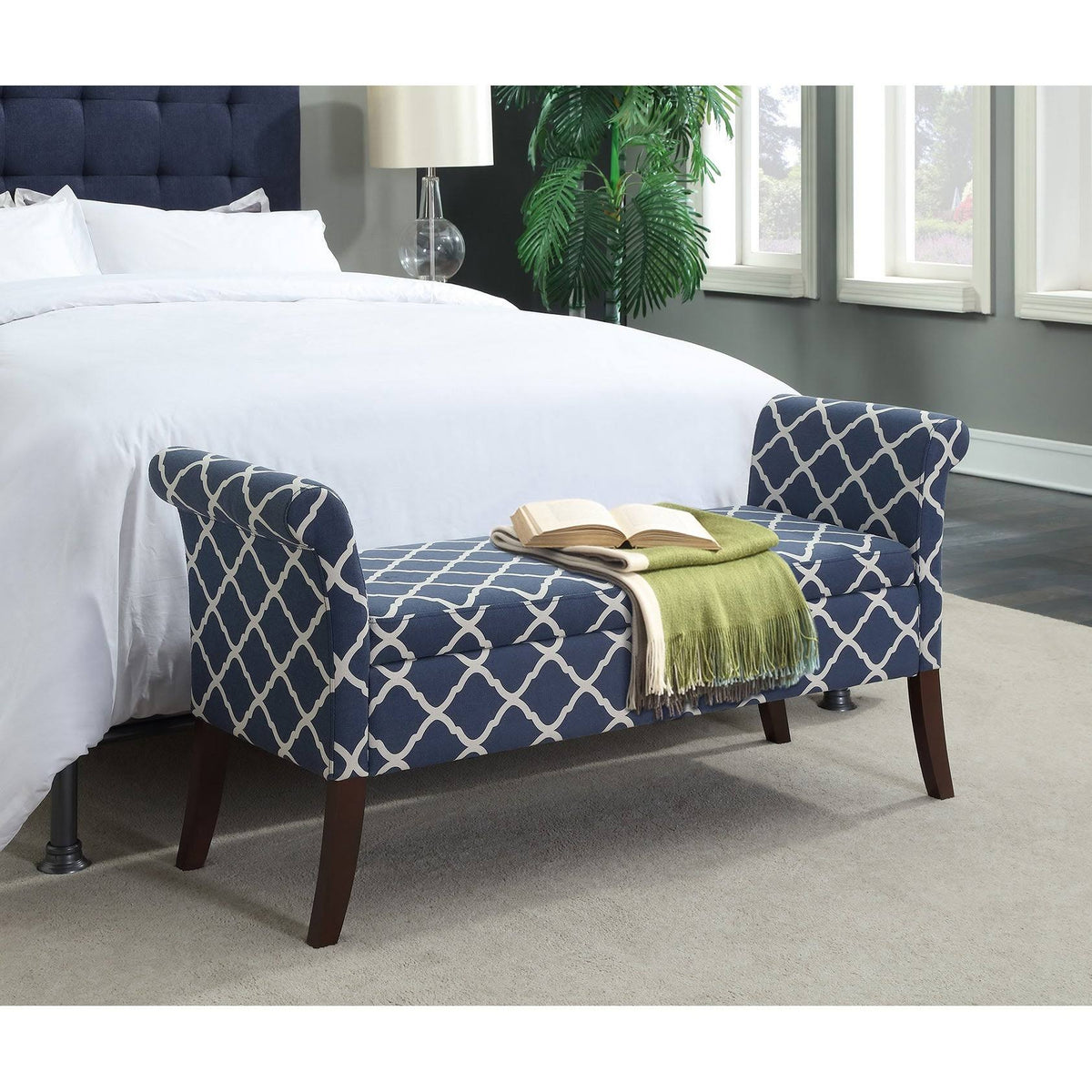 Espresso Faux Leather Storage Bench W199