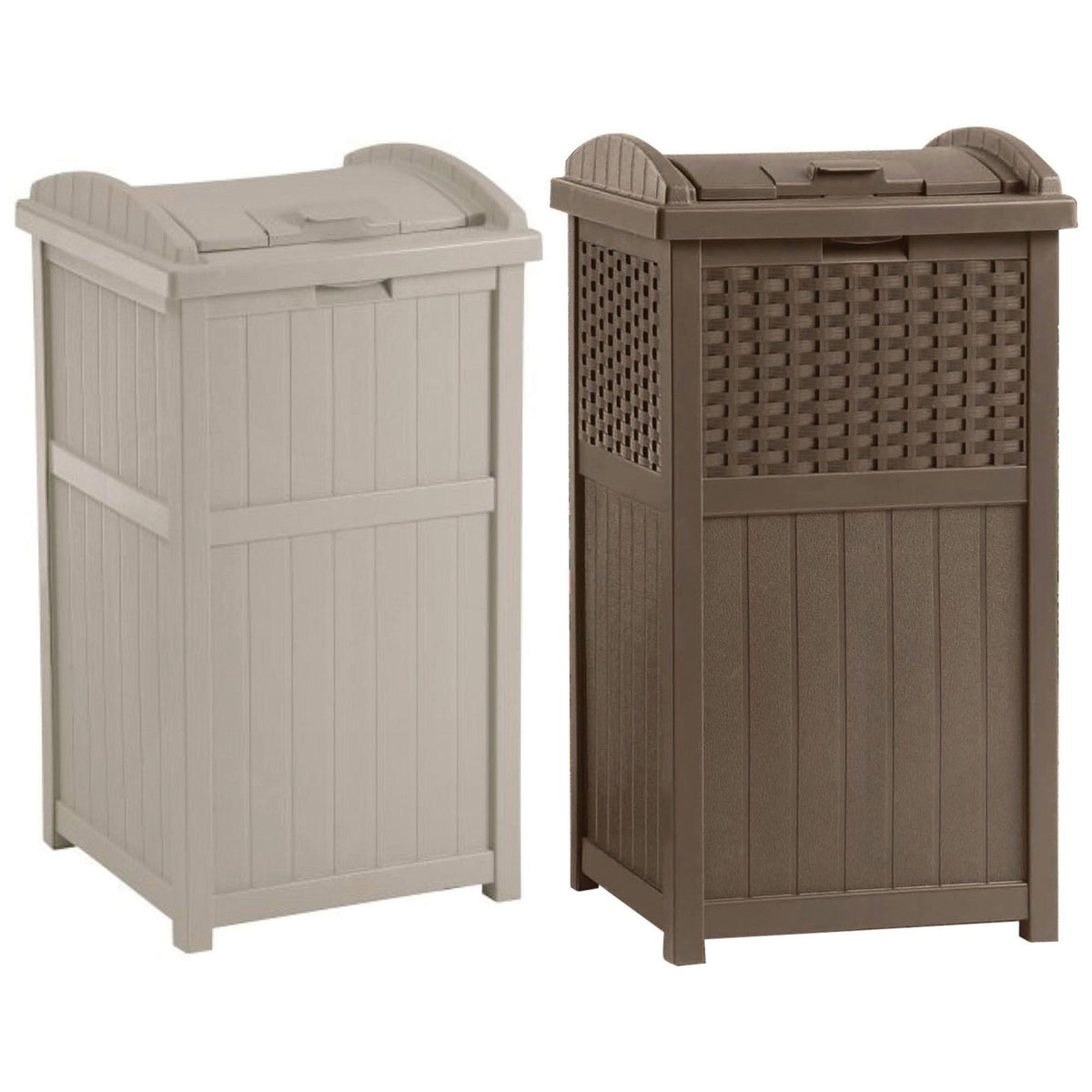 33 Gallon Beige and Brown 2 Pack Garbage Container P256
