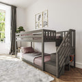 Twin Low Bunk Bed with Staircase, White Q71920