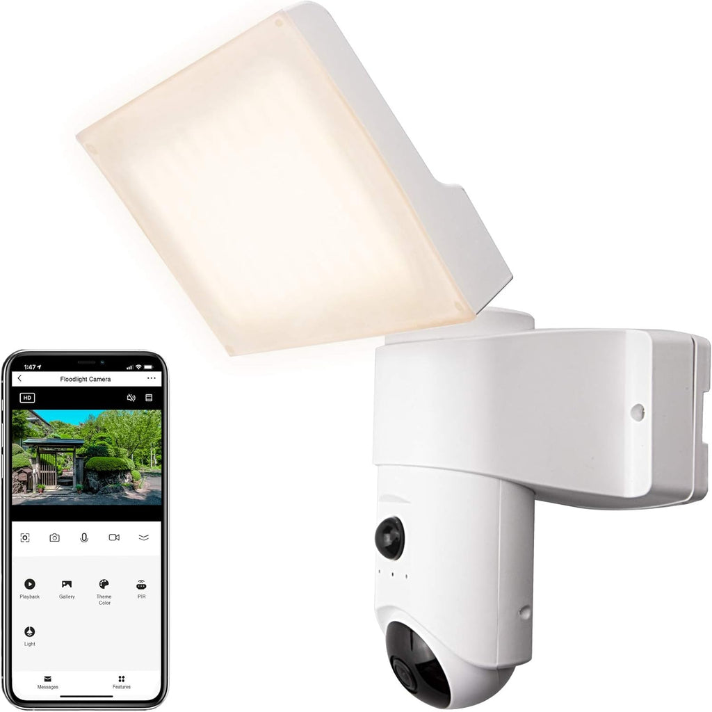 Smart Security Camera with LED Floodlight, 1080P, Waterproof, Motion Detection Y229