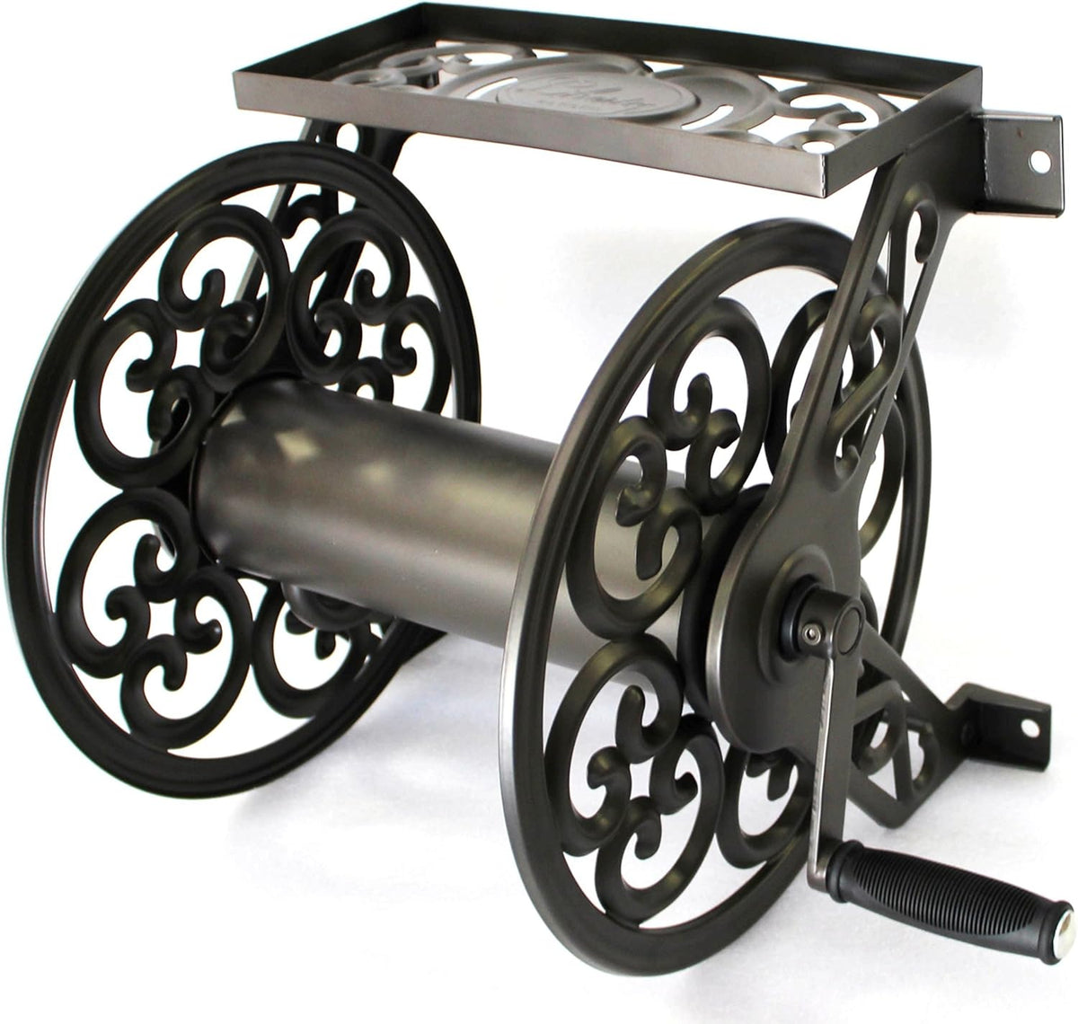 Steel Decorative Wall Mount Garden Hose Reel, Holds 125-Feet of 5/8-Inch Hose, Bronze X565