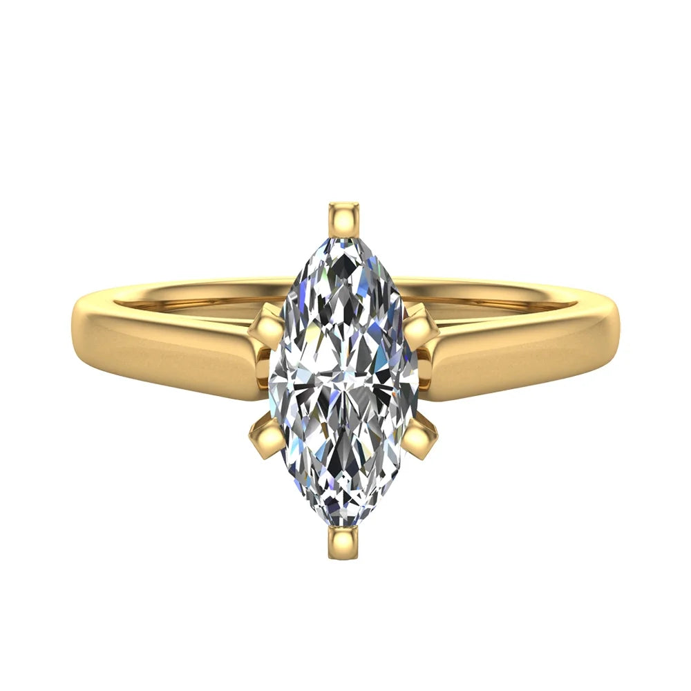 Marquise Cut Diamond Engagement Ring 5/8 Carat 14K Gold 6 Prong Solitaire Setting H17575