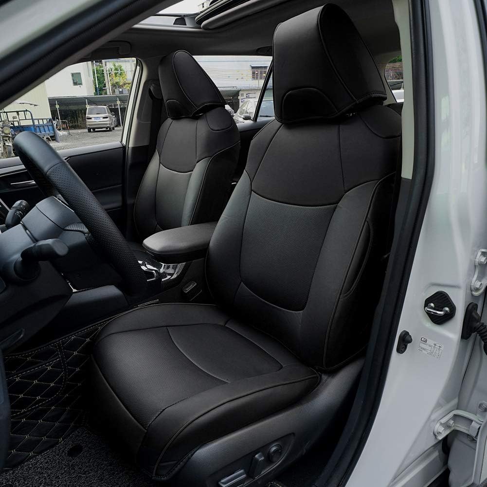 Black Leather Full Set Seat Covers for Toyota RAV4 2013-2018 E68488