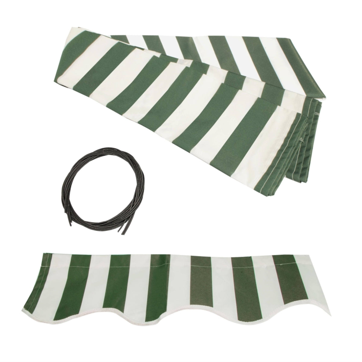 Motorized LED Half Cassette Retractable Awning 12 x 10 Feet, Green/White L129793