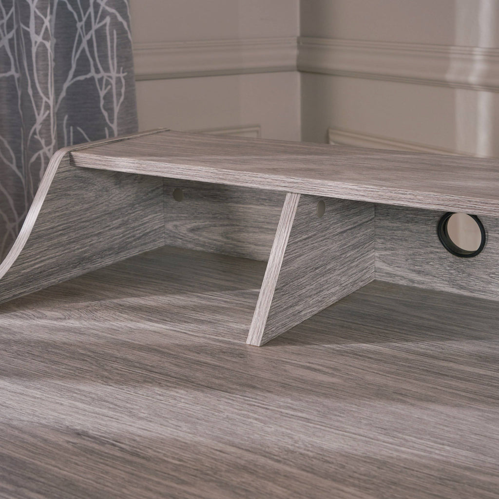 Gray Oak Office Desk and Bookcase Set D3132