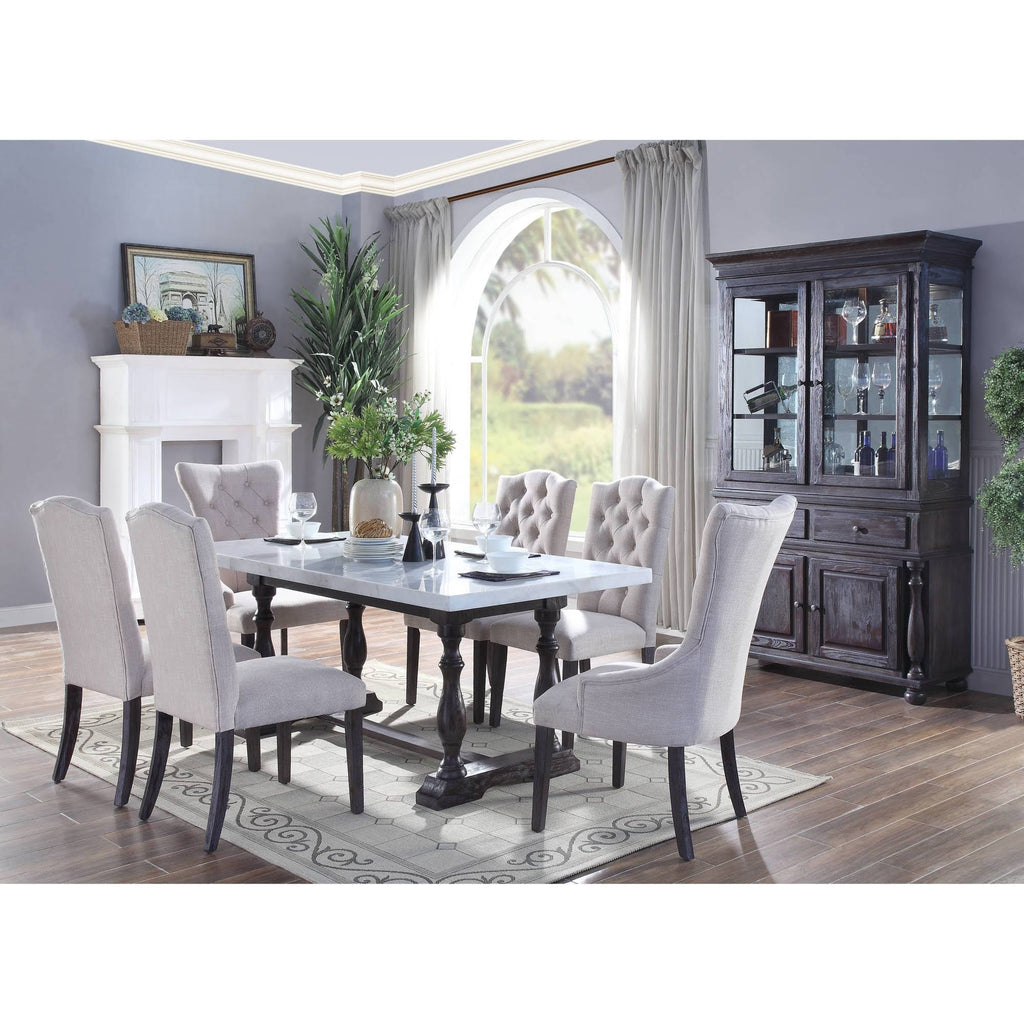 Beige Linen Dining Arm Chair (Set of 2) M470965