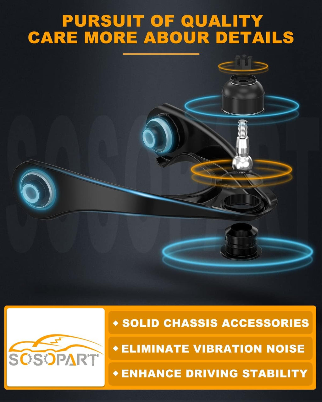 8pc Front Suspension Kit Upper Control Arm with Ball Joint Lower Ball Joint Inner Rod End Sway Bar Link Y901253