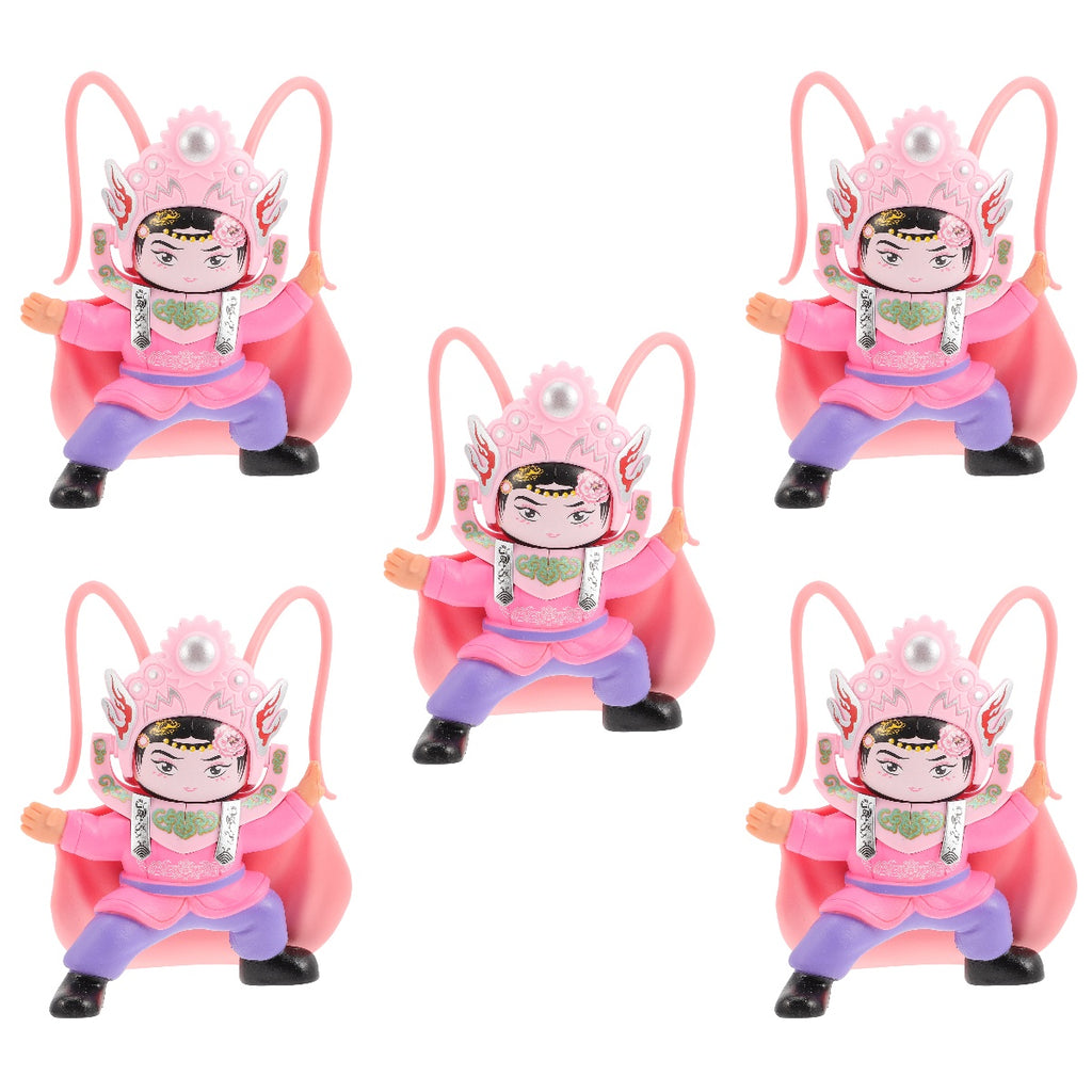 Pink Set of 5 Beijing Opera Doll Statue S8199