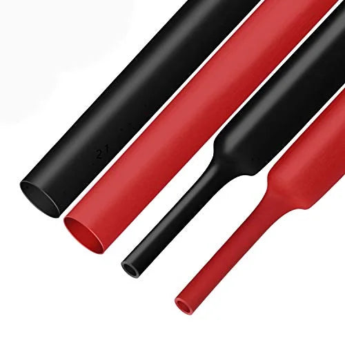 2 Pcs 1-1/4 Inch 3:1 Waterproof Adhesive Lined Heat Shrink Tube, 4 Ft Black&Red T861