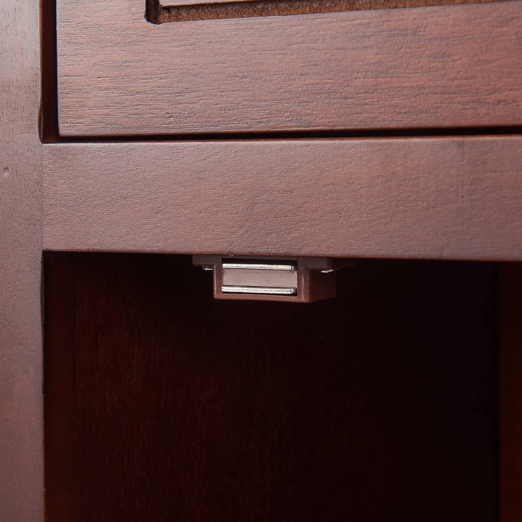 Walnut Side Table with Drawer and Storage Cabinet F210
