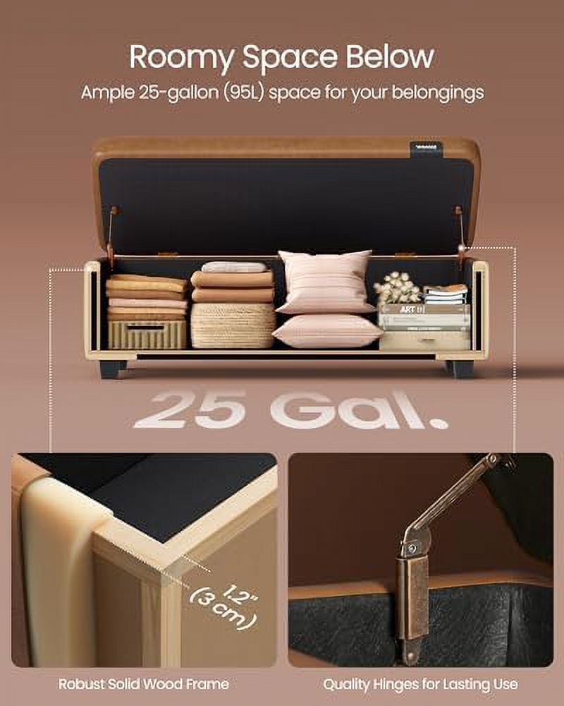 Ottoman Bench Entryway Bedroom Bench 25 Gallons Synthetic Leather Ink Black N9966