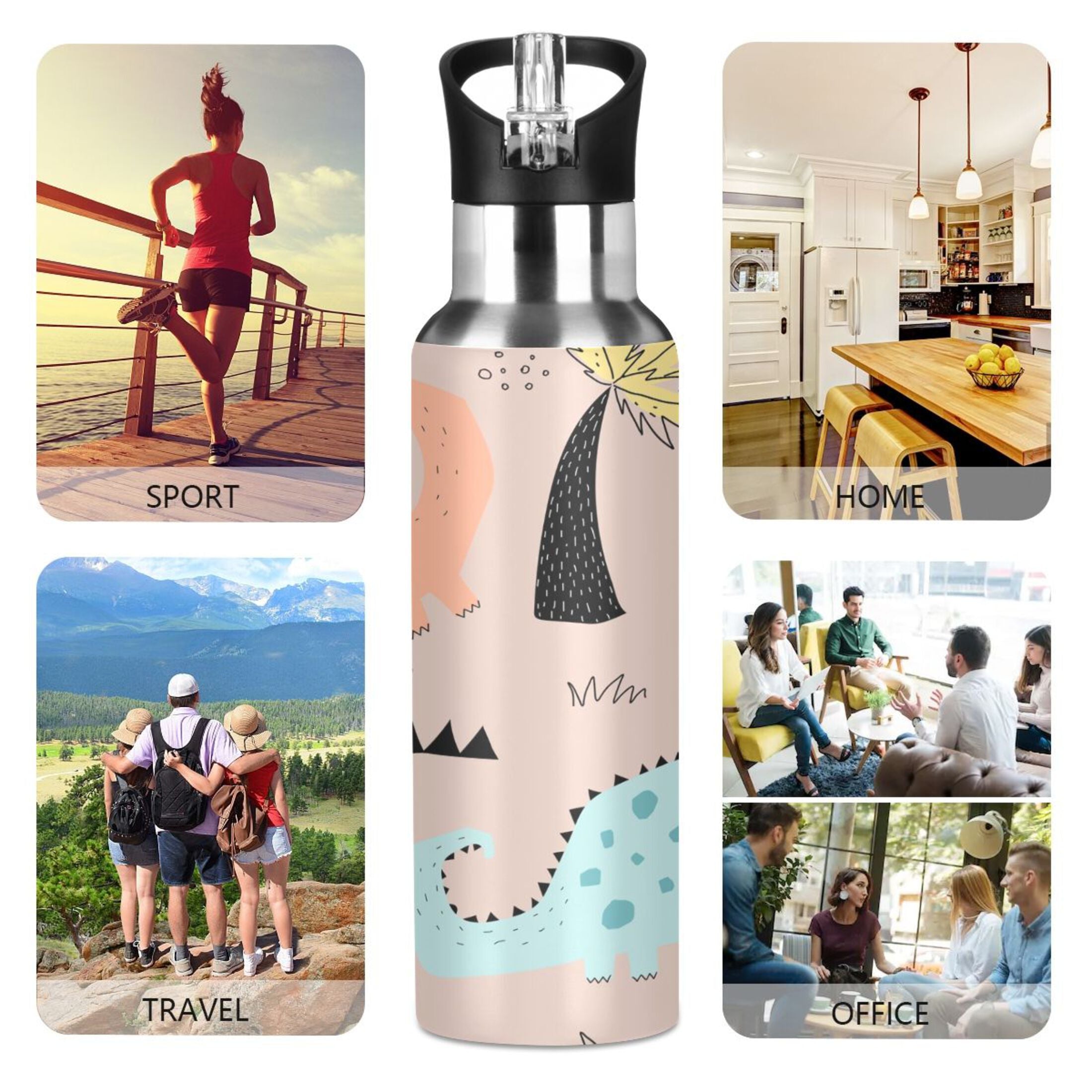Blue Stainless Steel Vacuum Insulated Water Bottle with Straw Lid 20 OZ C14615