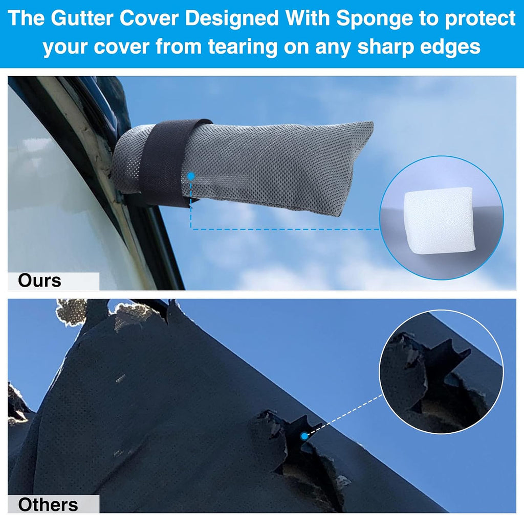 Heavy Duty RV Cover with 4 Tire Covers, Tongue Jack Cover, 2 Extra Straps, Gutter Cover V919