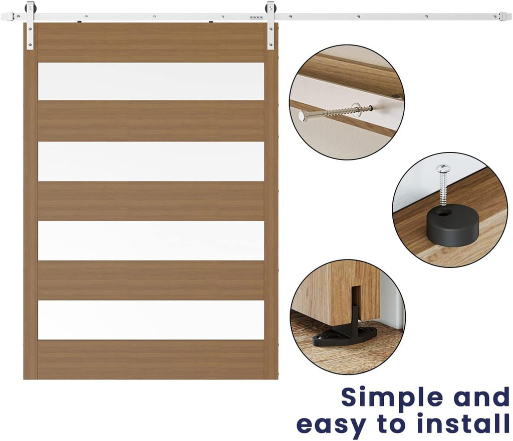 Brushed Nickel Sliding Barn Door Hardware Kit, Fit 36"-40" Wide Door Panel H6824