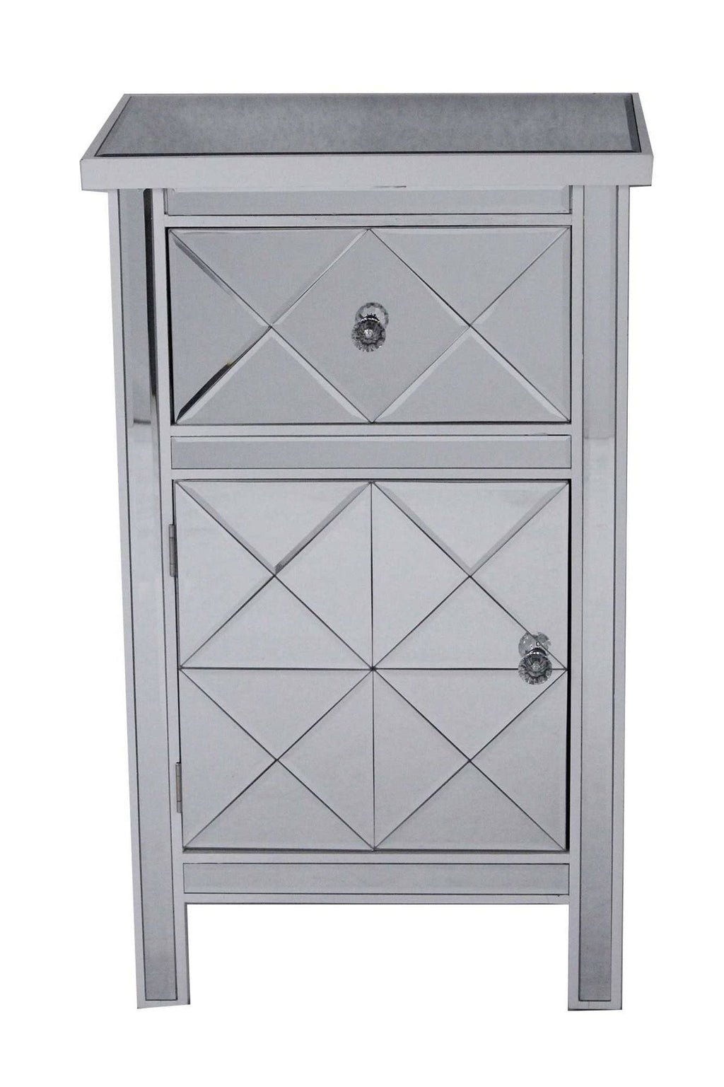 Antique White Wood Accent Cabinet with Beveled Glass Door N16298
