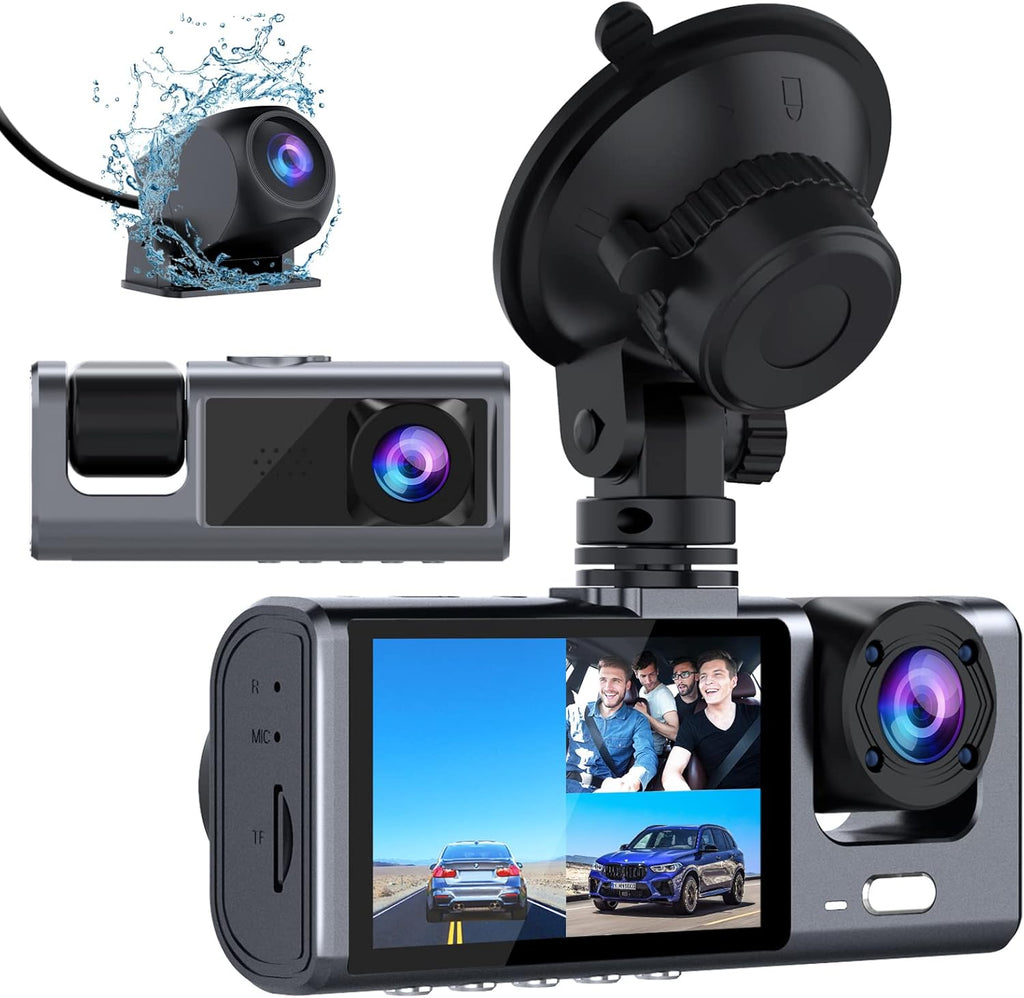 3 Channel 1080P Dash Cam with IR Night Vision, Pack of 2 V5114