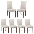 Beige Linen Solid Wood Parson Chair Set of 6 H5913