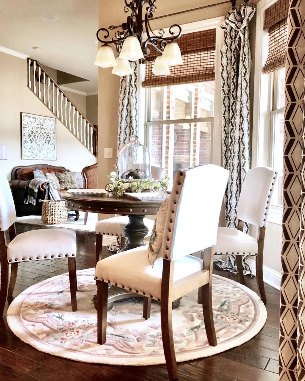 Set of 4 Upholstered Parson Dining Chairs with High Back & Nailhead Trim E21083