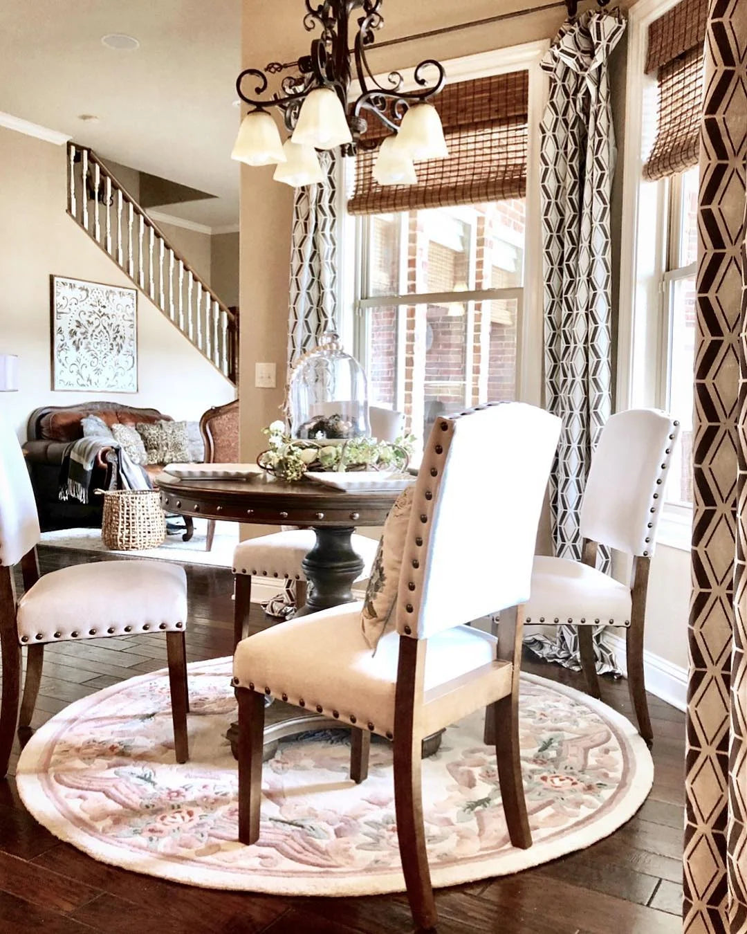 Set of 4 Upholstered Parson Dining Chairs with High Back & Nailhead Trim E21083
