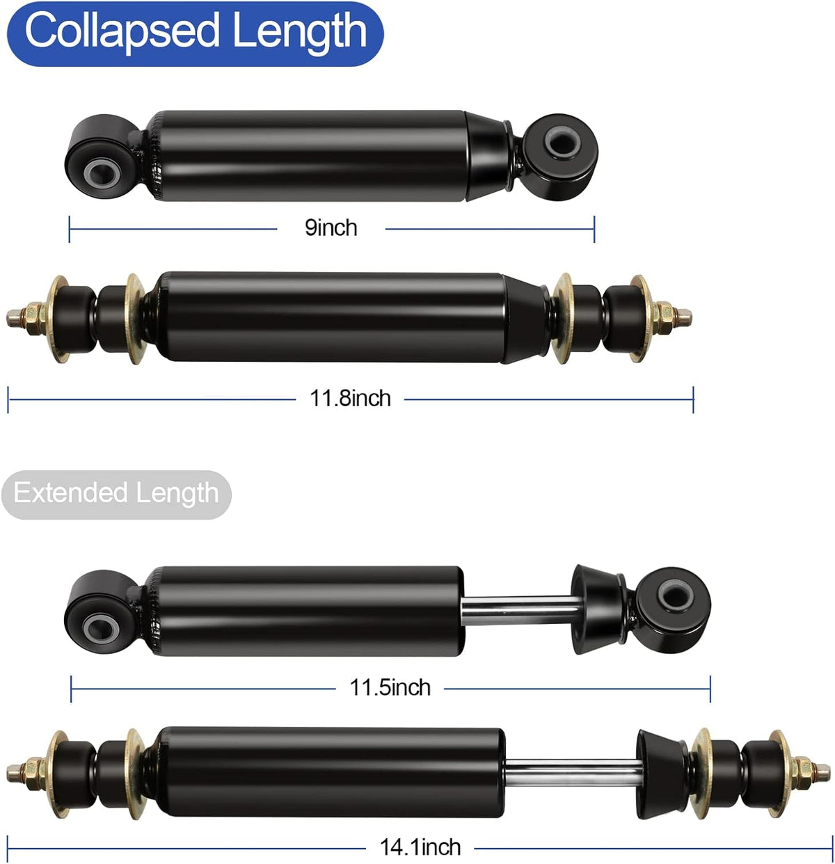 Front and Rear Shock Absorbers for Club Car DS G&E 1988-up, Precedent G&E 2004-up, 4pcs J3265