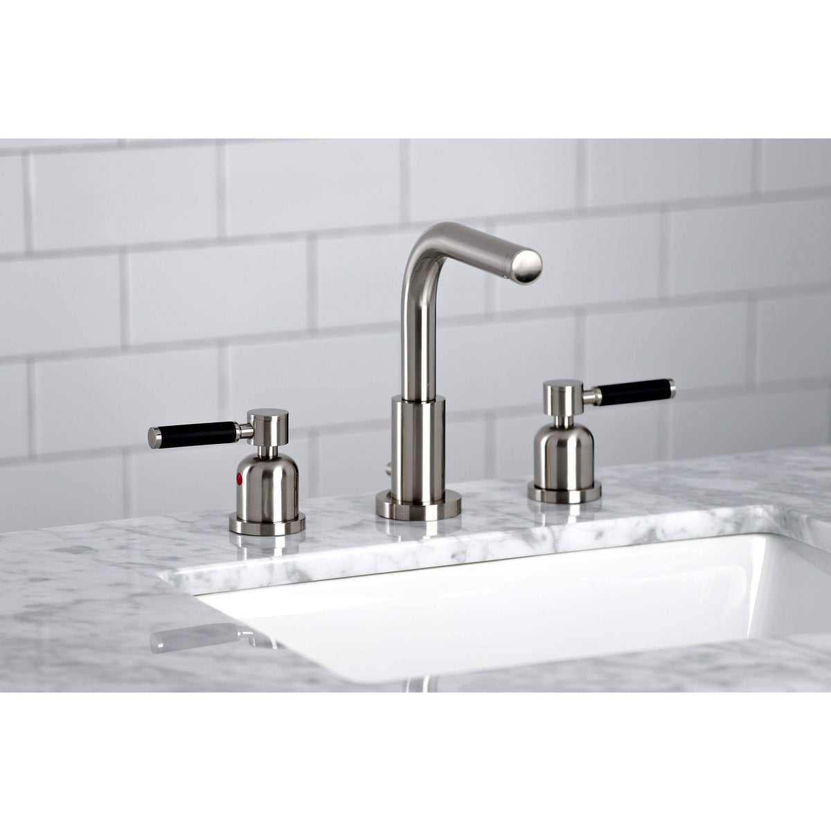 8x22 Widespread Bathroom Faucet, Brushed Nickel F173