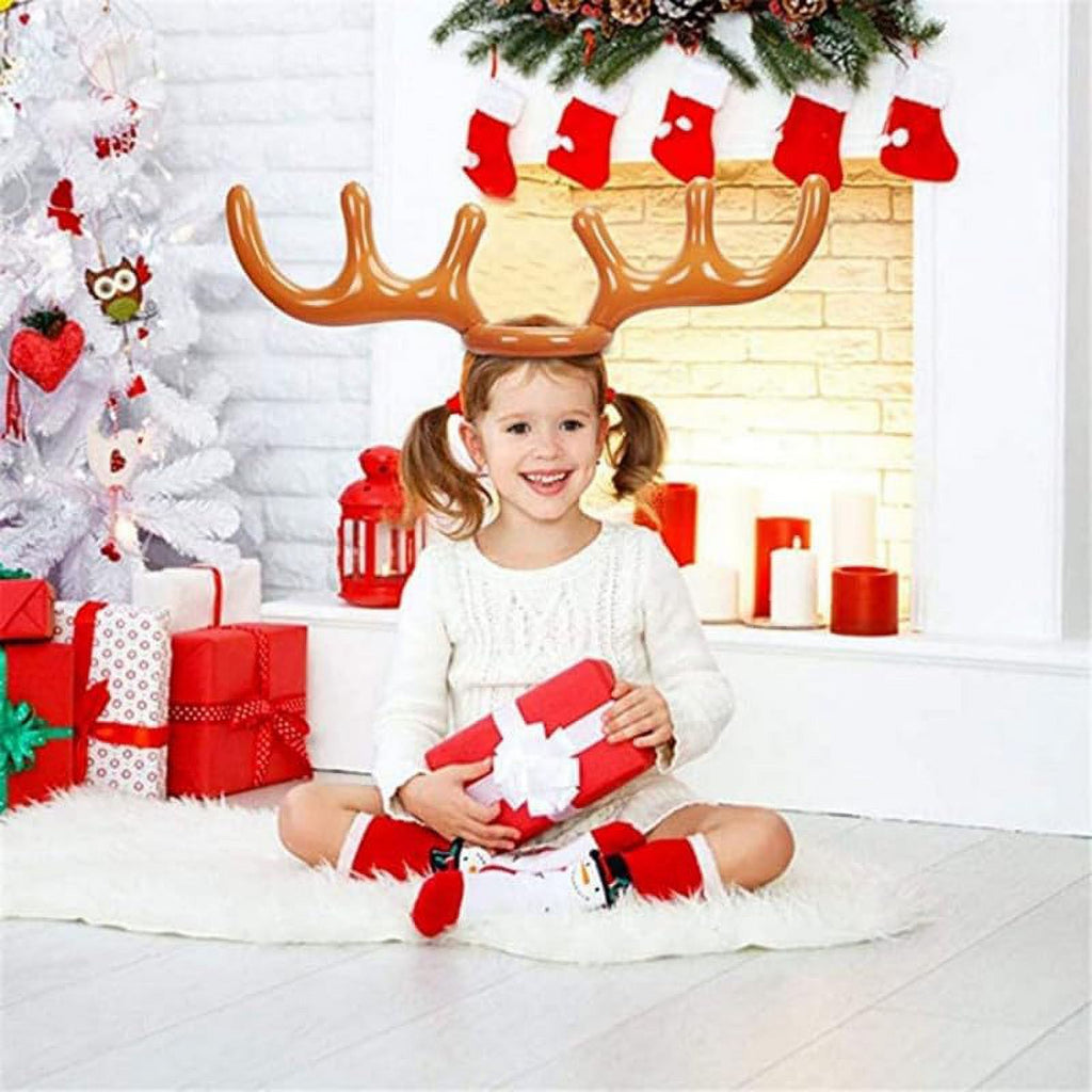 Inflatable Reindeer Antler Hat Ring Toss Game with 2 Antlers, 8 Rings, 1 Inflator Z620