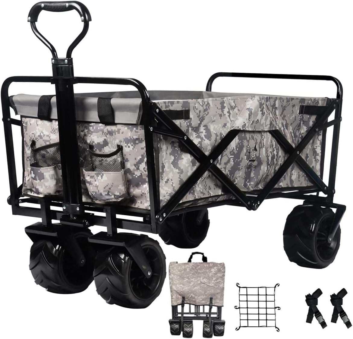 Black Heavy Duty Folding Utility Cart with Universal Wheels Adjustable Handle P20283