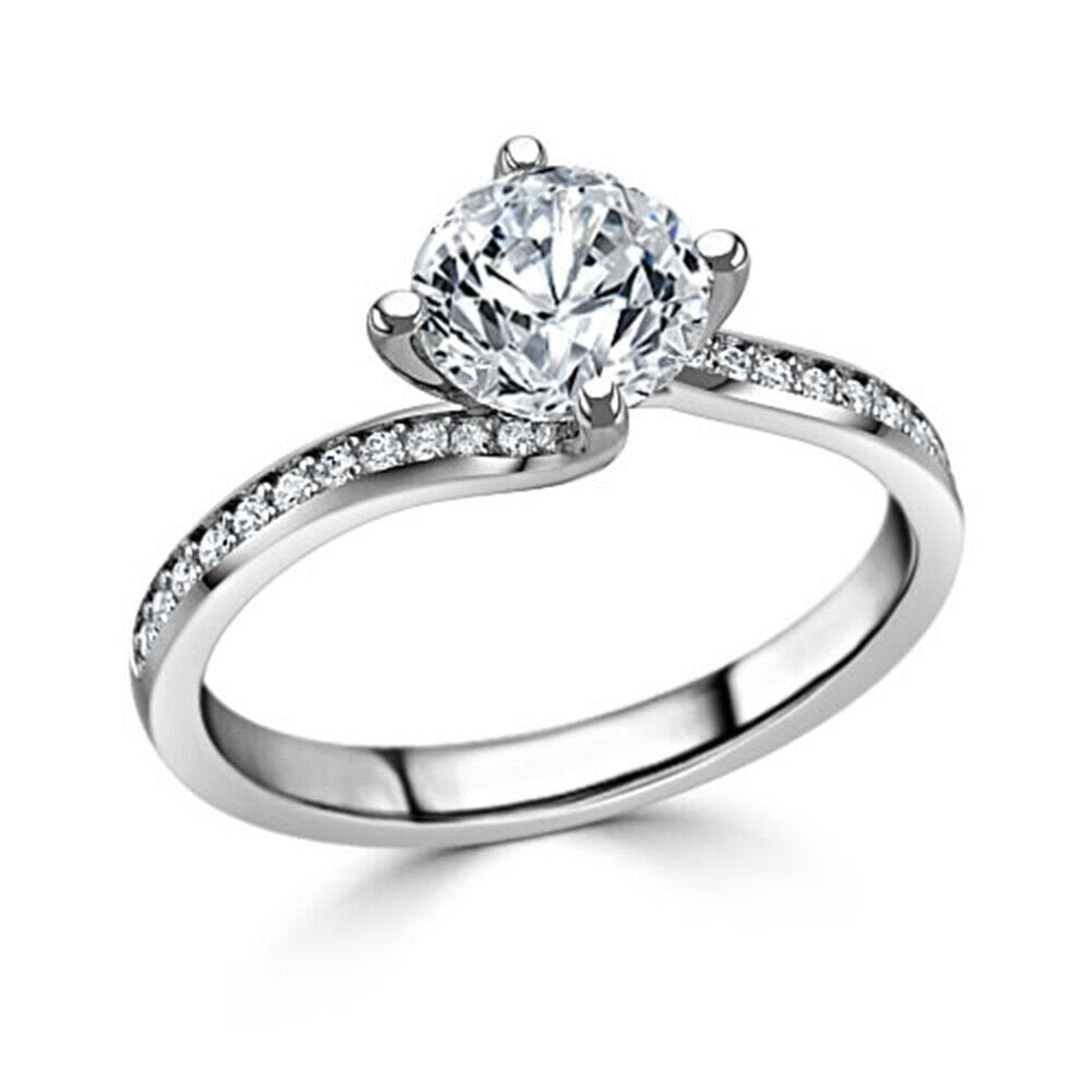 18K White Gold Plated Moissanite Engagement Ring O5180