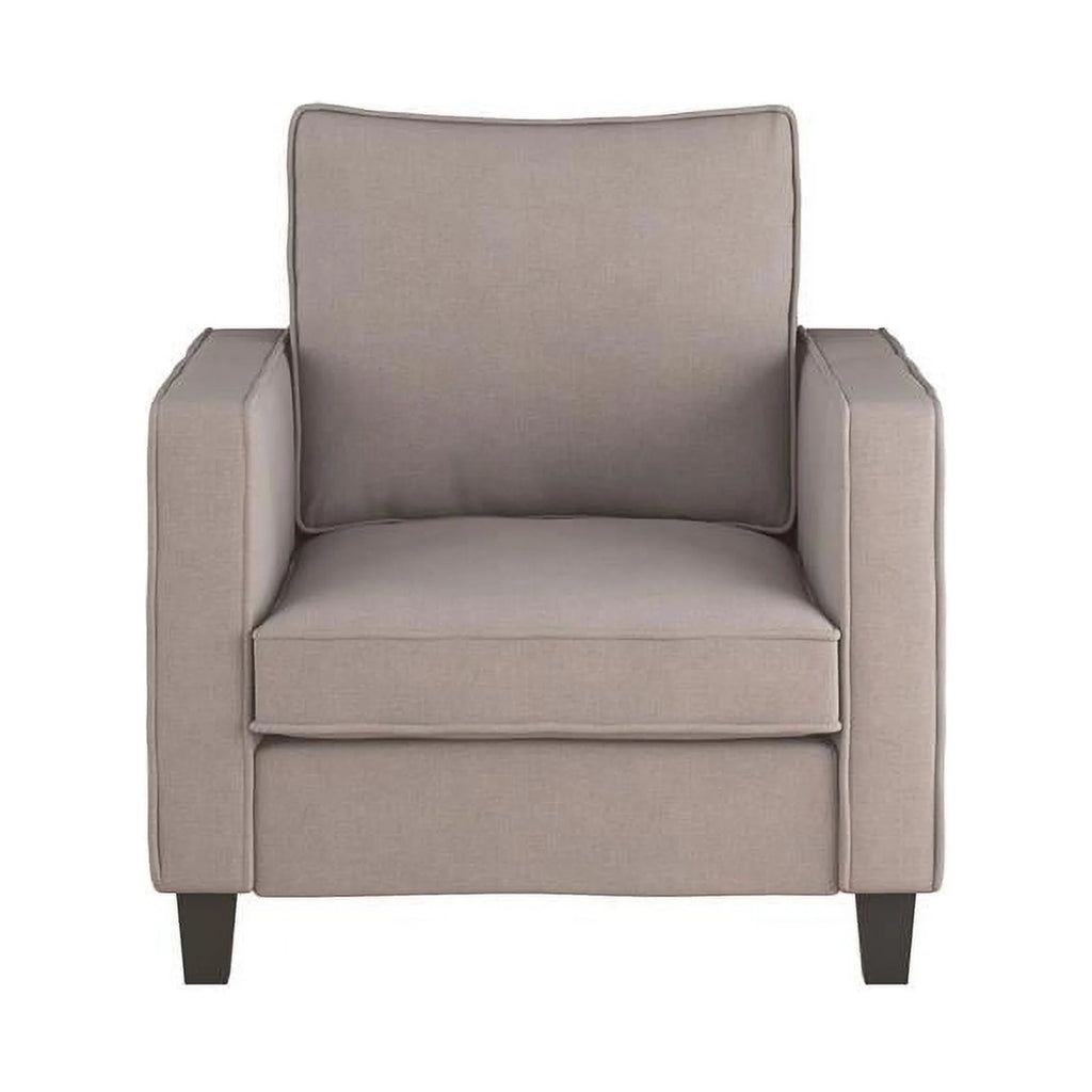 Beige Fabric Loveseat Sofa and Accent Chair Set - 2pcs D72453