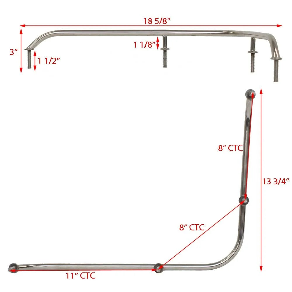 4-Post Polished Stainless Steel Corner Grab Rail I21761