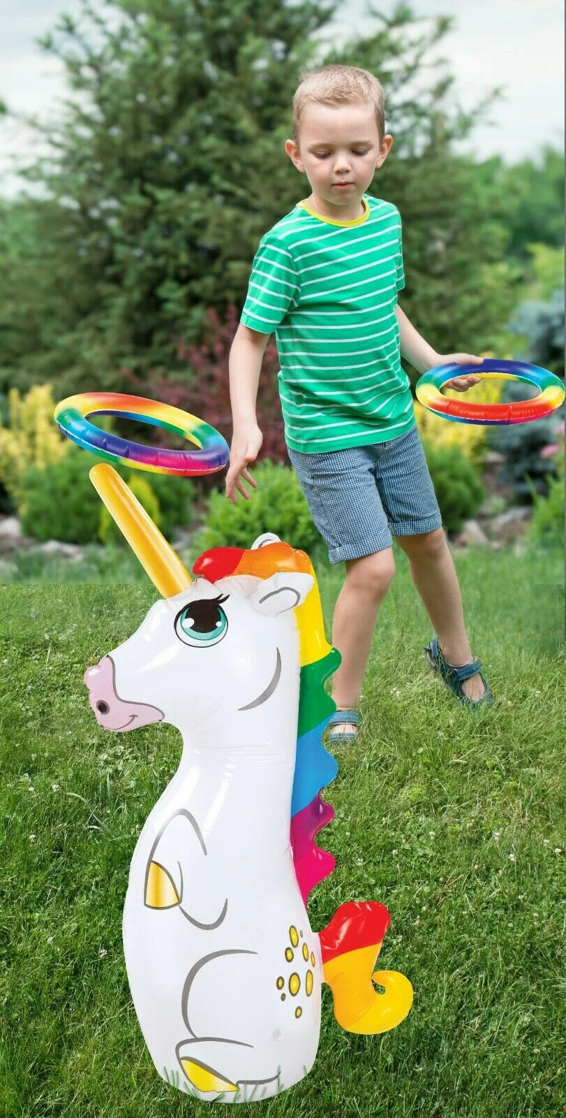 Inflatable Unicorn Ring Toss Game Swimming Pool Toy W641561