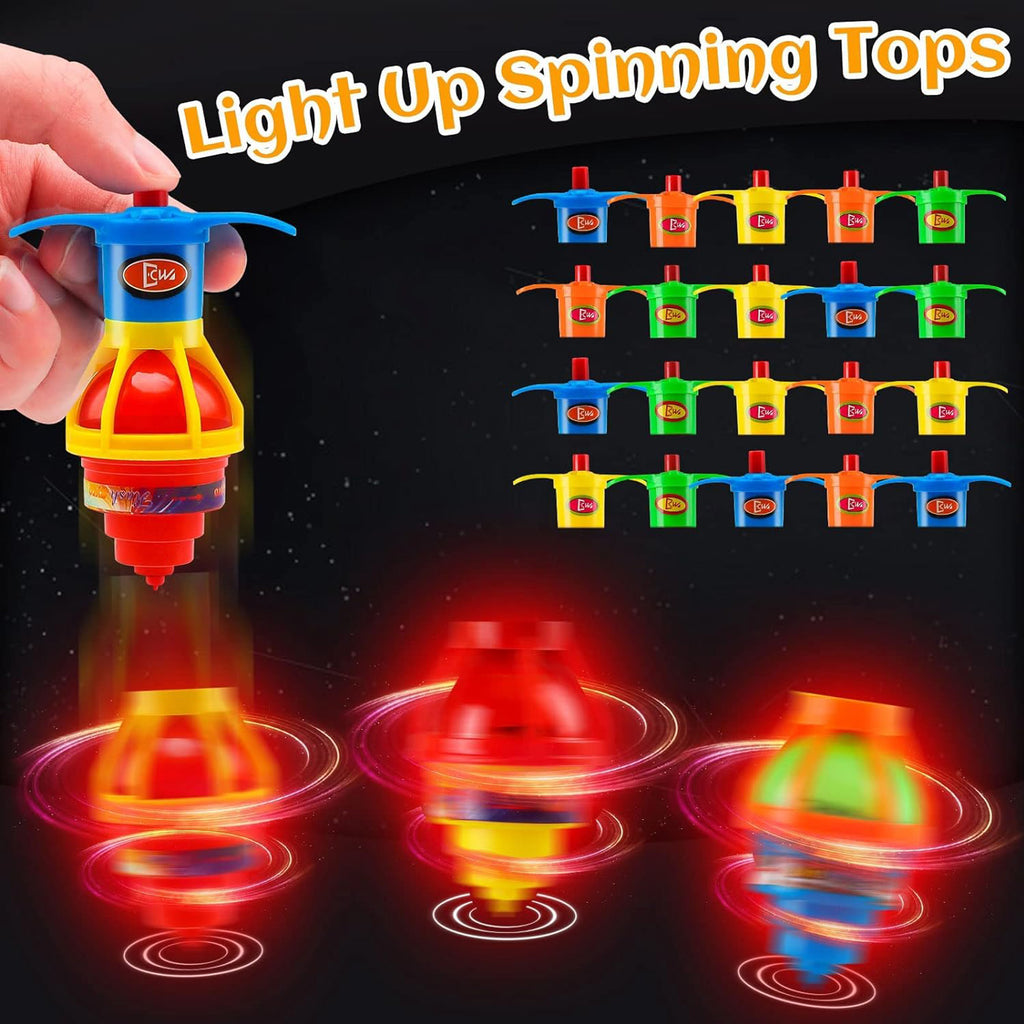 20 Pack UFO Spinning Tops with LED Light Up Flashing Toys S53628