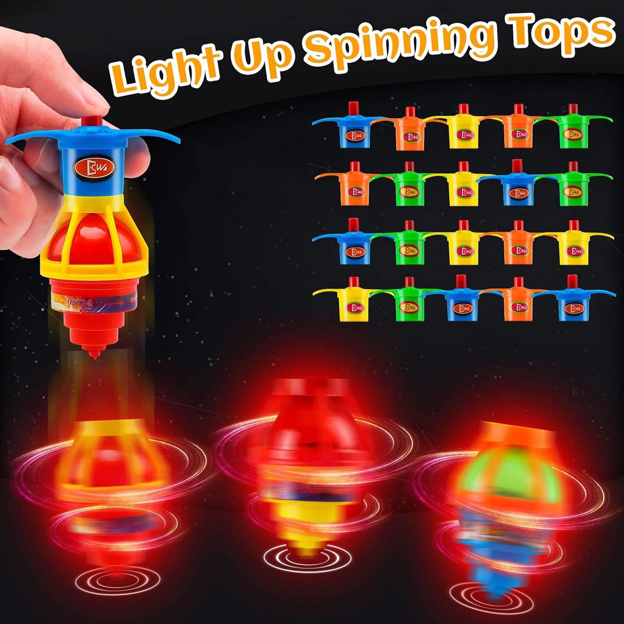20 Pack UFO Spinning Tops with LED Light Up Flashing Toys S53628