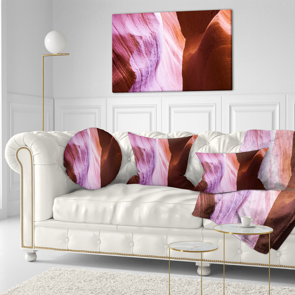 Purple Shade in Antelope Canyon Landscape Photography Throw Pillow Y109
