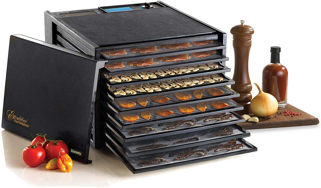 9-Tray Food Dehydrator with Adjustable Thermostat, 15 Square Feet Drying Space, Black Q49612