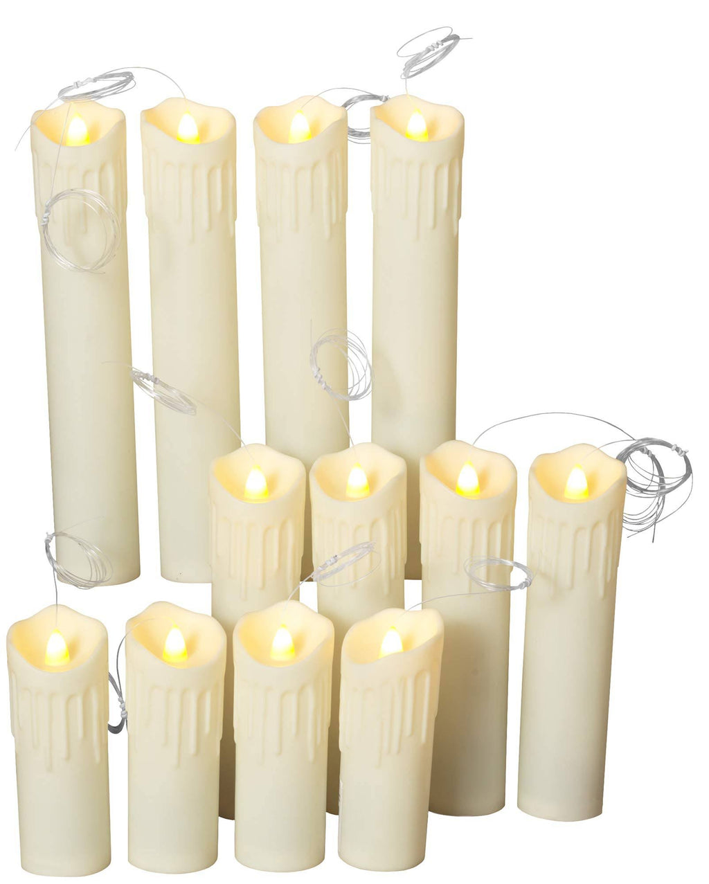 Set of 12 Battery Operated Floating Hanging Candles D777