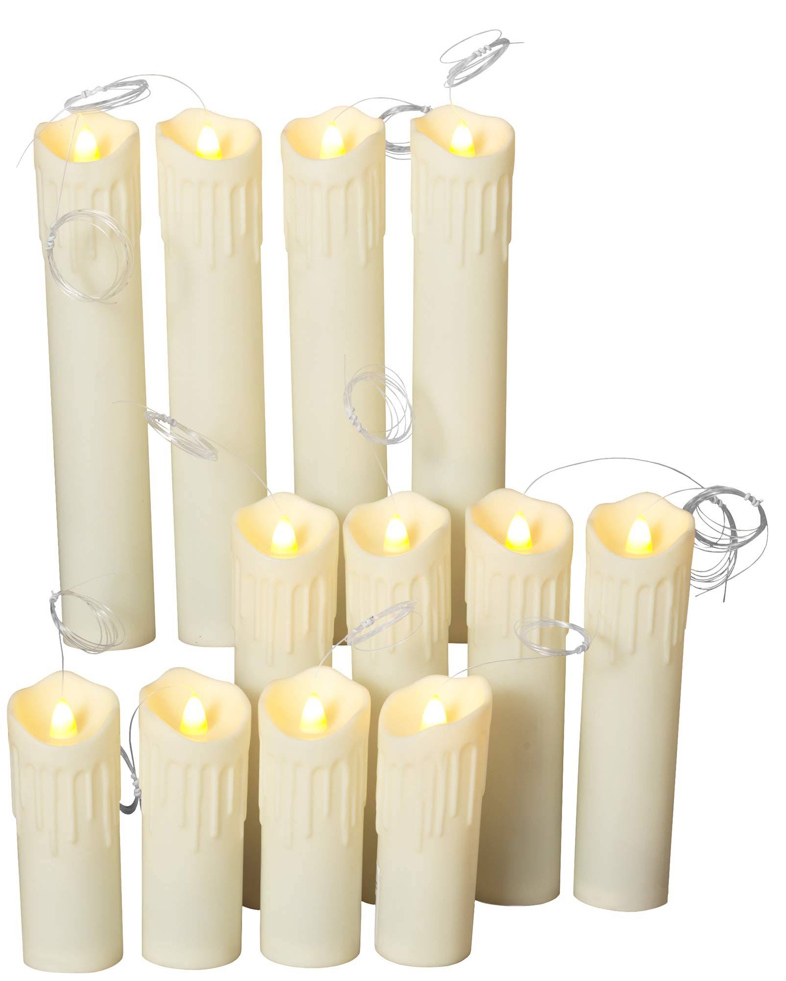 Set of 12 Battery Operated Floating Hanging Candles D777