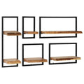 5 Piece Solid Acacia Wood and Steel Wall Shelf Set R660615
