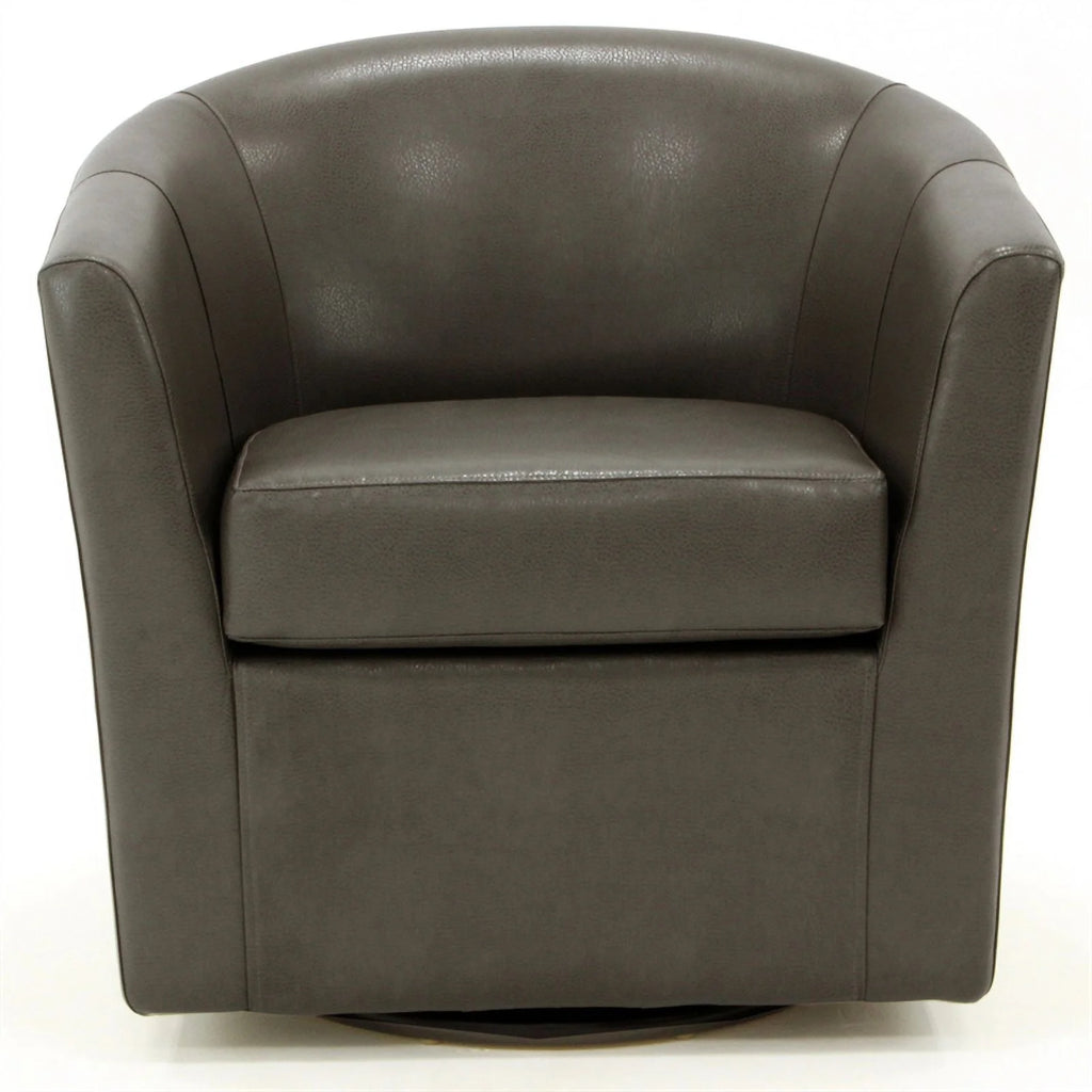 Charcoal Faux Leather Swivel Club Chair O637084