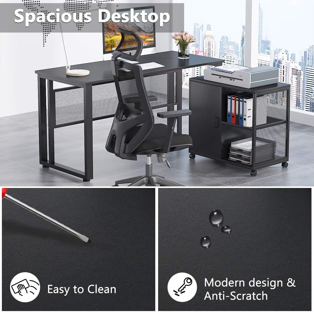 L-Shaped Computer Desk with File Cabinet G36072