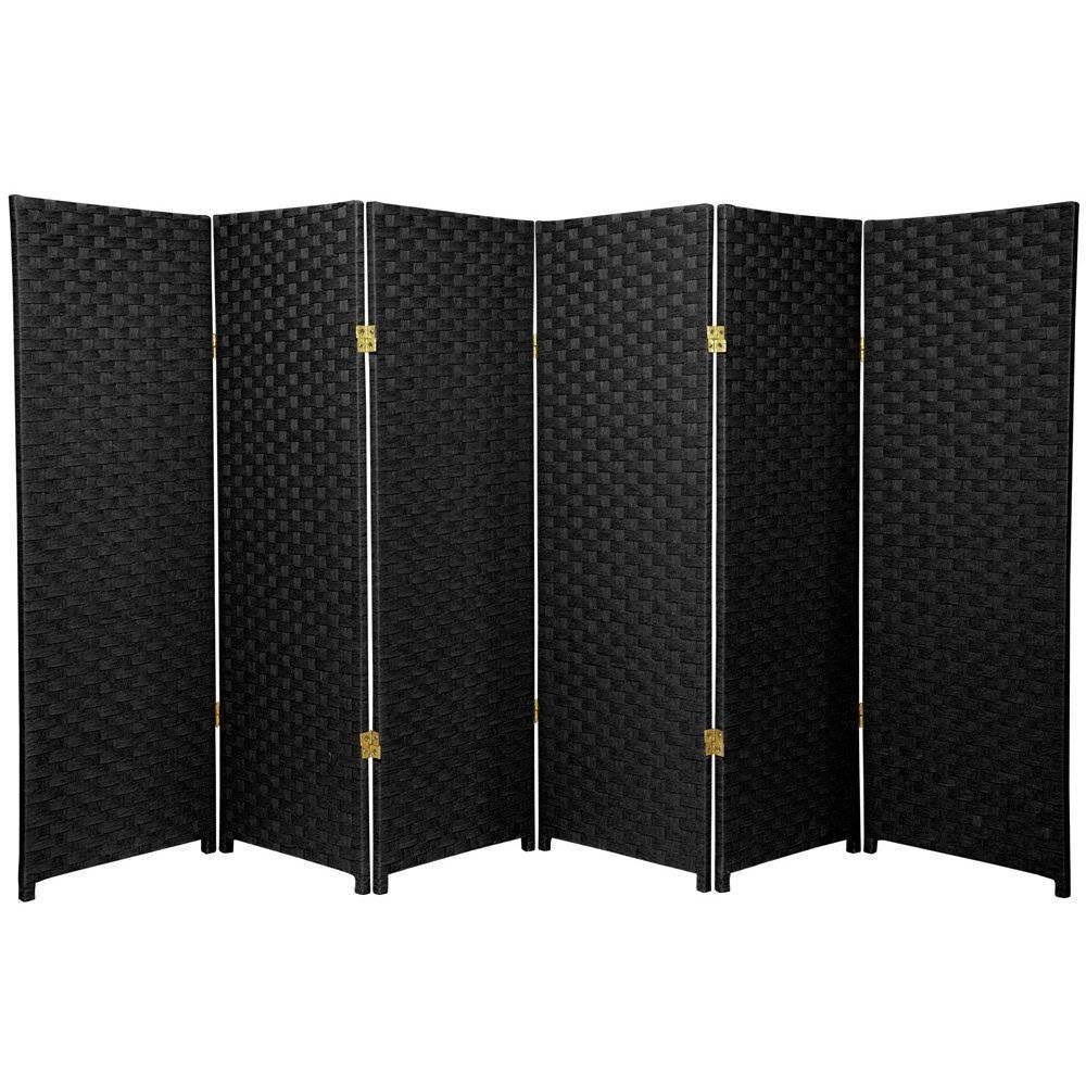 Red/Black 6 Panel Woven Fiber Room Divider W5397