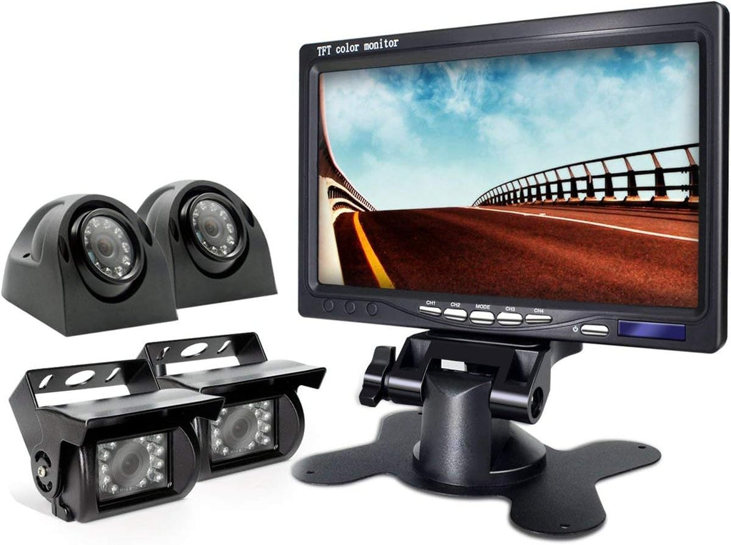 Backup Camera with Monitor 4 Channels Split Screen Wired Camera V581161