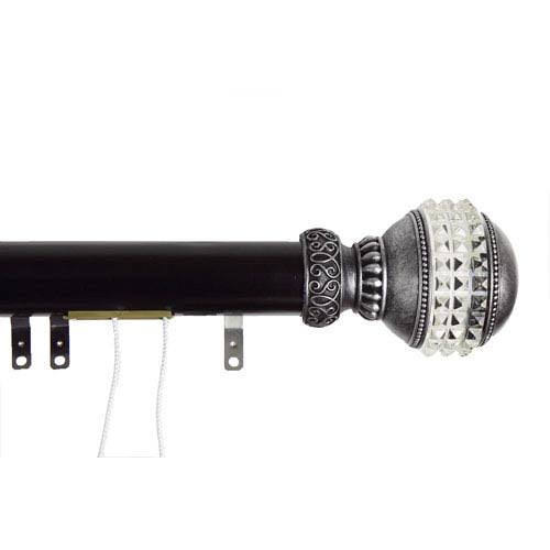 Black Decorative Traverse Rod with Sliders Finial K4554