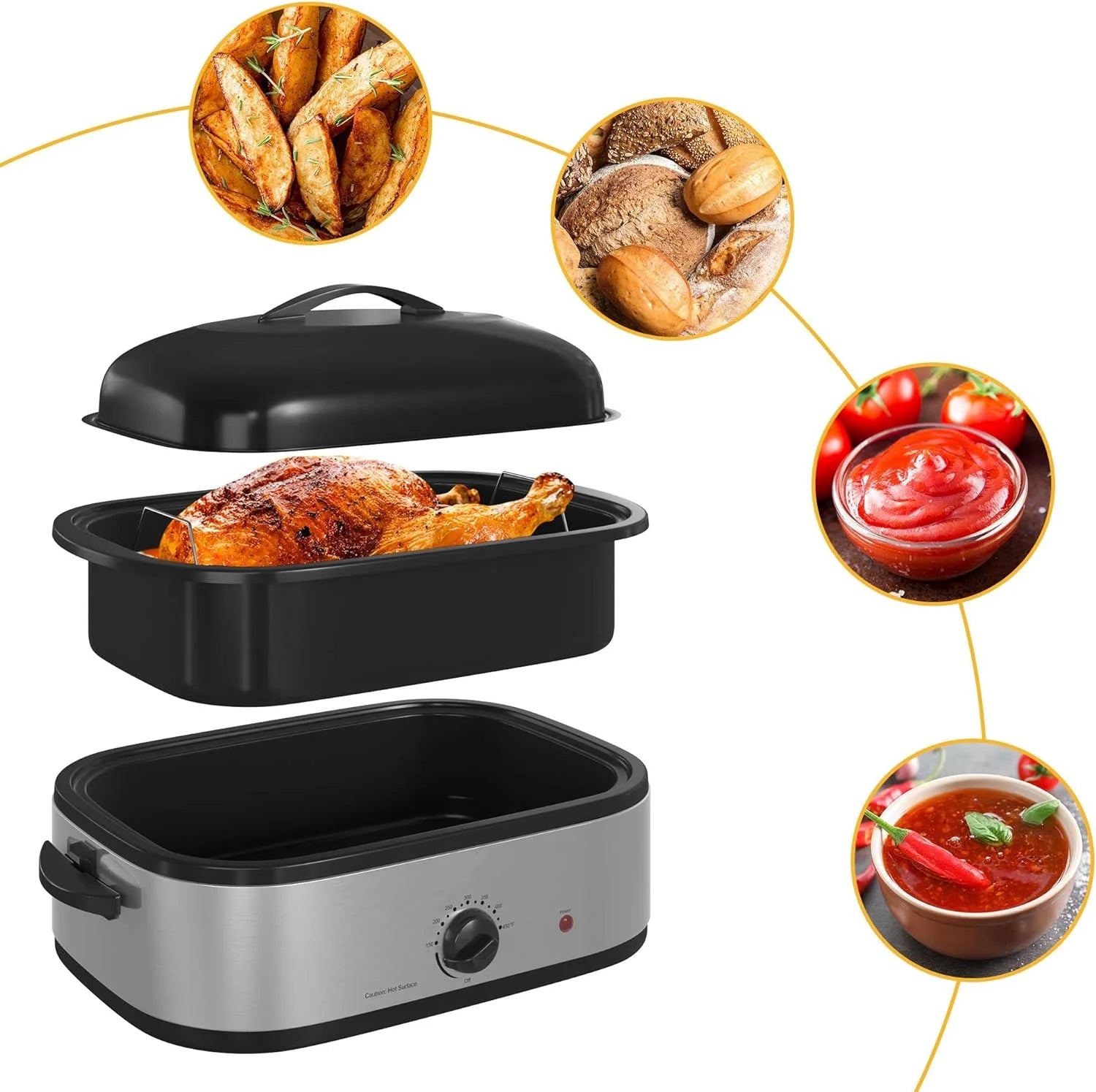 14 Quart Electric Roaster Oven with Self-Basting Lid, Stainless Steel M5673