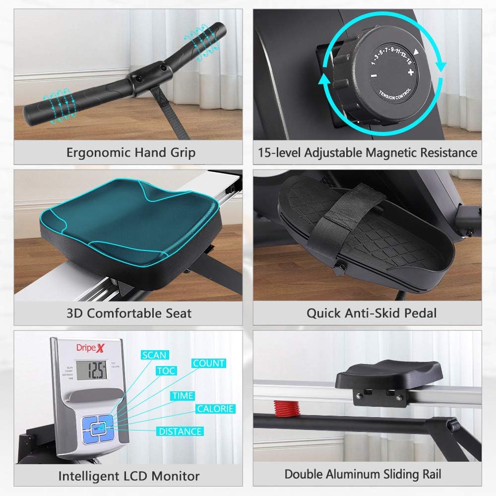 Magnetic Rowing Machine with 15-Level Adjustable Resistance Z84662