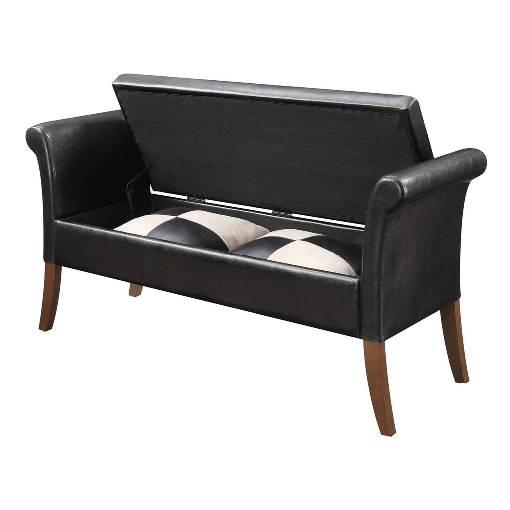 Espresso Faux Leather Storage Bench W199
